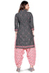 Grey Cotton Blend Printed Unstitched Salwar Suit Material