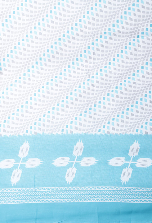 Teal Polyester Cotton Printed Salwar Suit with Dupatta