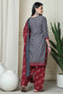 Grey Polyester Cotton Printed Salwar Suit with Dupatta