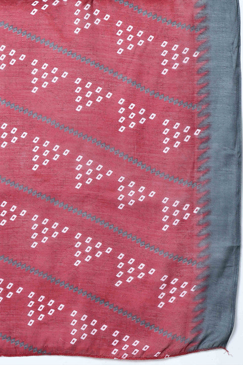 Grey Polyester Cotton Printed Salwar Suit with Dupatta