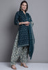 Green Polyester Cotton Printed Salwar Suit with Dupatta