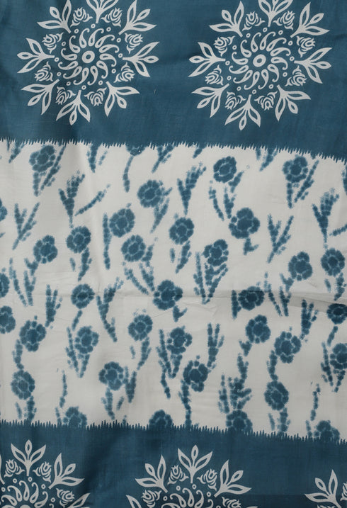 Green Polyester Cotton Printed Salwar Suit with Dupatta