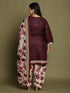 Wine Cotton Blend Printed Ready to Wear Patiala Salwar Suit
