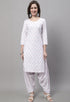 White Cotton Printed Salwar Suit