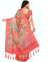 Peach Cotton Silk Printed Traditional Saree With Blouse Piece