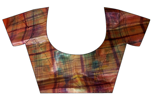 Peach Cotton Silk Printed Traditional Saree With Blouse Piece