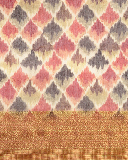 Multicolored Cotton Silk Digital Printed Traditional Saree With Blouse Piece