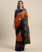 Orange And Royal Blue Kota Silk Jamdani Printed Traditional Saree With Blouse Piece