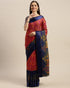 Magenta And Royal Blue Kota Silk Jamdani Printed Traditional Saree With Blouse Piece
