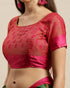 Green And Magenta Kota Silk Jamdani Printed Traditional Saree With Blouse Piece