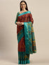 Wine And Green Kota Silk Jamdani Printed Traditional Saree With Blouse Piece