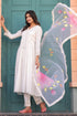 White Poly Silk Embroidered Alia cut Kurta & Pant With Dupatta