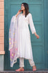 White Poly Silk Embroidered Alia cut Kurta & Pant With Dupatta