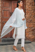 White Poly Silk Embroidered Straight Kurta & Pant With Dupatta