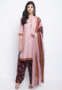 Dusty Pink Polyester Cotton Printed Salwar Suit with Dupatta