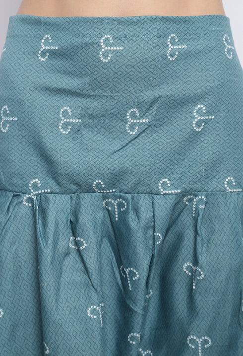 Peach Polyester Cotton Printed Salwar Suit with Dupatta