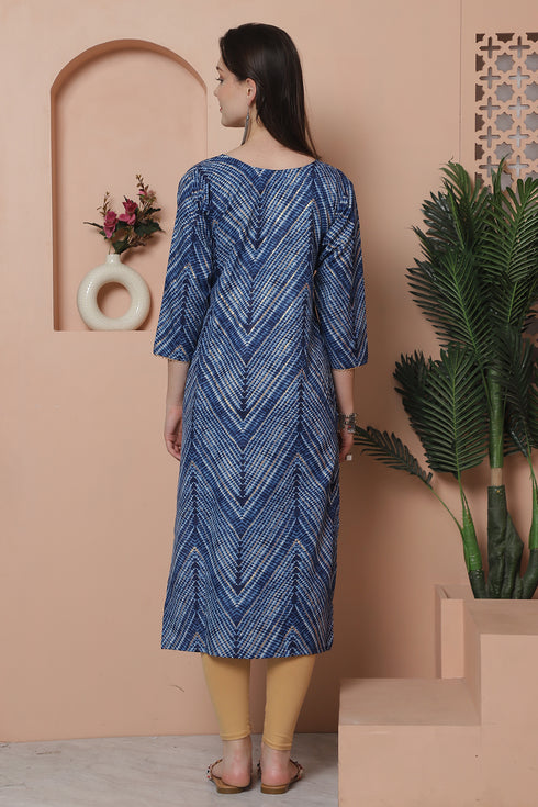 Women's Cotton Blend Foil Printed Kurti