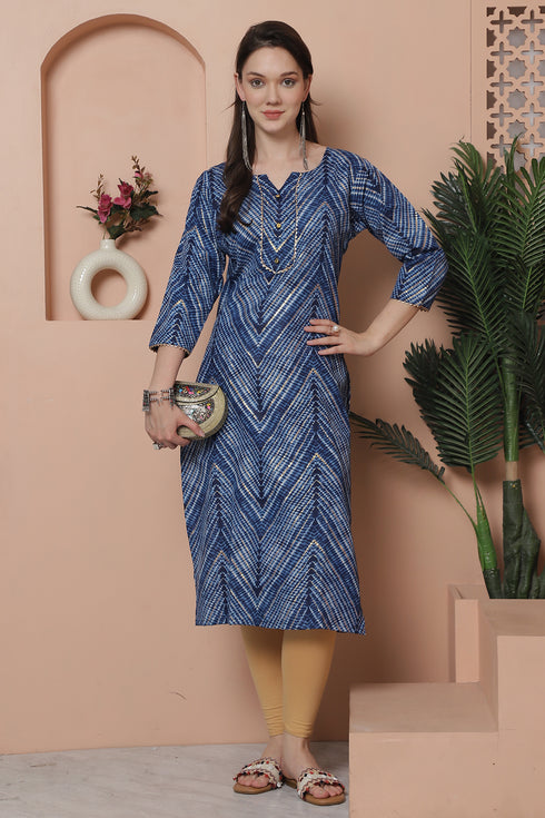 Women's Cotton Blend Foil Printed Kurti