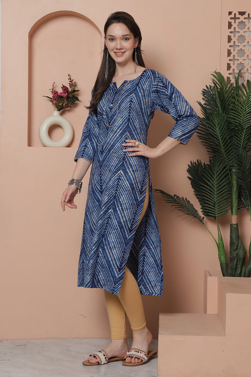 Women's Cotton Blend Foil Printed Kurti