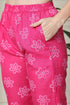Pink Cotton Blend Jaipuri Printed Kurta With Pant & Dupatta