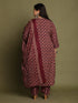 Wine & Beige Cotton Blend Jaipuri Printed Plus Size Kurta & Pant With Dupatta