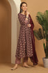 Wine & Beige Rayon Embroidered A- Line Kurta & Pant With Dupatta