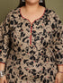Beige & Black Cotton Blend Abstract Printed Plus Size Kurta & Pant With Dupatta
