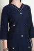 Navy Blue Poly Silk Embroidered Straight Kurta & Pant With Dupatta