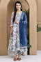 Off White & Blue Cotton Floral Printed Kurta & Pant With Dupatta