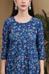 Blue Cotton Floral Printed Kurta & Pant With Dupatta