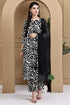 Black & White Cotton Abstract Printed Kurta & Pant With Dupatta