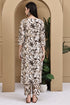 Off White & Brown Cotton Floral Printed Kurta & Pant With Dupatta