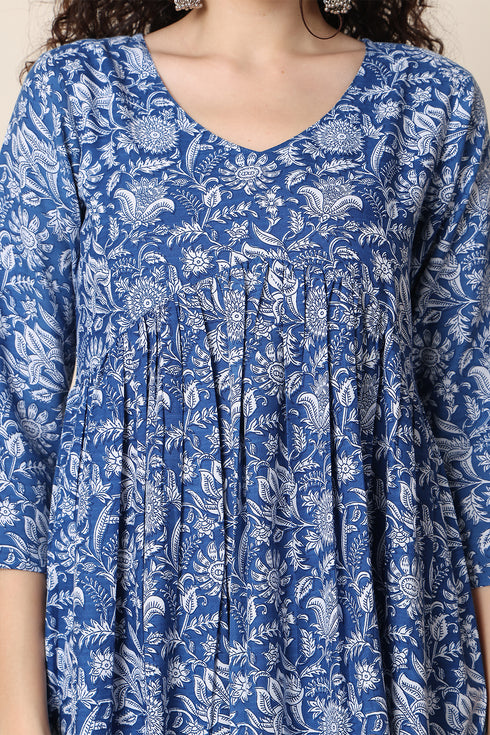 Women Cotton Blend Floral Printed Kurta & Pant With Dupatta