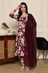 Maroon Mystique Floral Printed Kurta & Pant with Dupatta
