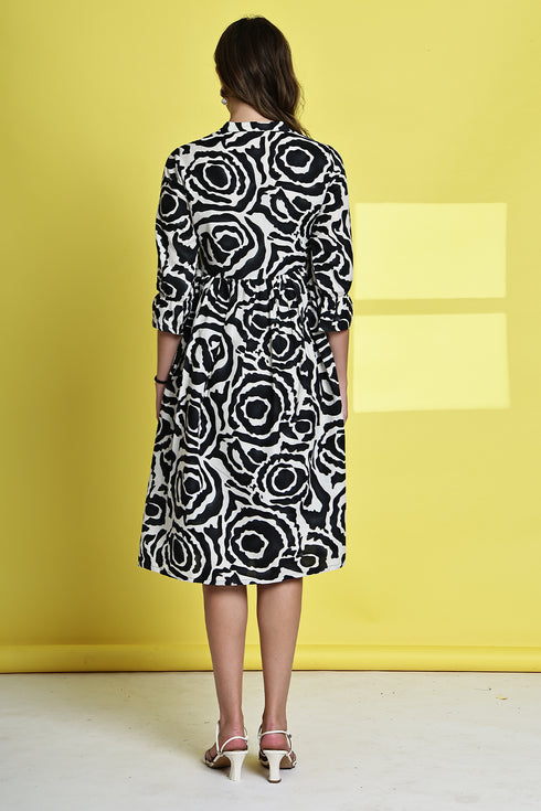 Floral Elegance Pure Cotton Jaipuri Printed Western Dress