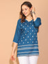 Blue Rayon Floral Embroidered Tunic