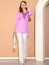 Purple Rayon Floral Embroidered Tunic