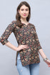 Black & Beige Cotton Blend Floral Printed Tunic
