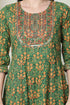 Green & Red Pure Cambric Cotton Embroidered Kurta Set With Dupatta