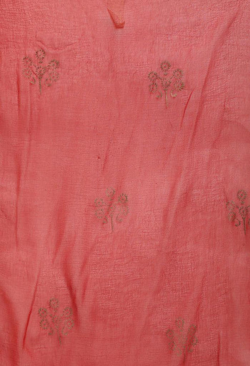 Green & Red Pure Cambric Cotton Embroidered Kurta Set With Dupatta