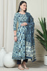 Blue Pure Cambric Cotton Printed Kurta Set With Dupatta