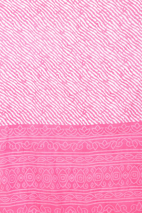 Pink And White Pure Cambric Cotton Embroidered Kurta Set With Dupatta