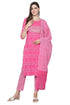 Pink And White Pure Cambric Cotton Embroidered Kurta Set With Dupatta
