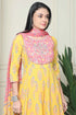 Yellow And Pink Pure Cambric Cotton Floral Embroidered Kurta Set With Dupatta