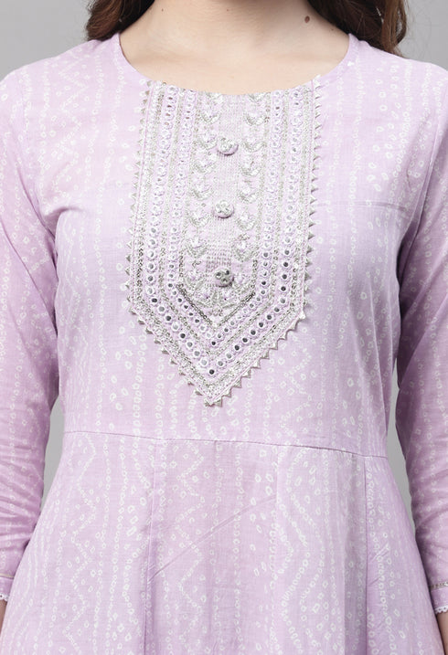 Pure Cambric Cotton Jaipuri Printed & Embroidered Kurta Set With Dupatta