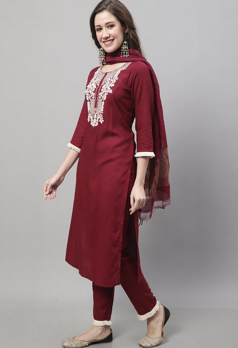 Pure Cotton Dori Work Kurta Set With Dupatta