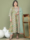 Pista Green Pure Cotton Embroidered Plus Size Kurta & Pant With Dupatta
