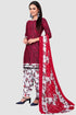 Maroon Crepe Printed Unstitched Salwar Suit Material