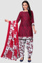 Maroon Crepe Printed Unstitched Salwar Suit Material