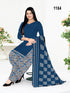 Blue Cotton Blend Printed Unstitched Salwar Suit Material